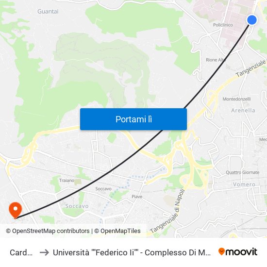 Cardarelli to Università ""Federico Ii"" - Complesso Di Monte Sant'Angelo map