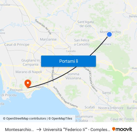 Montesarchio - Via Napoli to Università ""Federico Ii"" - Complesso Di Monte Sant'Angelo map