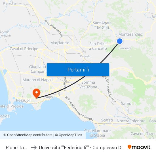 Rione Tavernola to Università ""Federico Ii"" - Complesso Di Monte Sant'Angelo map