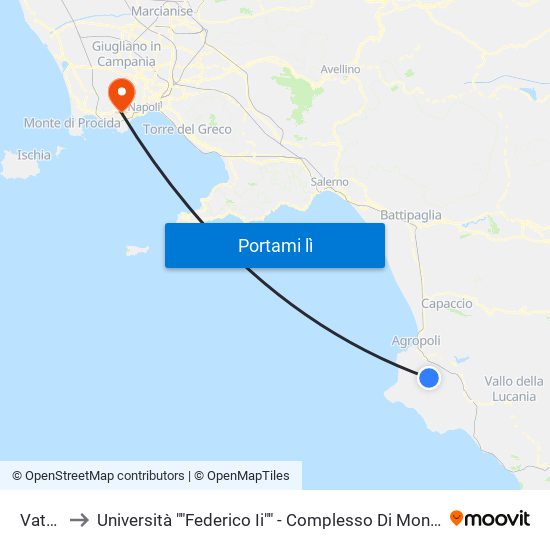 Vatolla to Università ""Federico Ii"" - Complesso Di Monte Sant'Angelo map