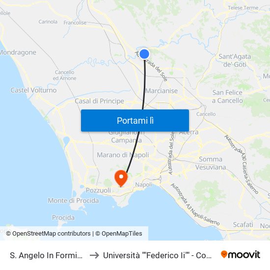 S. Angelo In Formis - Viale Della Libertà to Università ""Federico Ii"" - Complesso Di Monte Sant'Angelo map