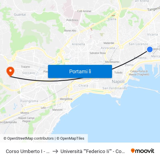 Corso Umberto I - Farmacia Cozzolino to Università ""Federico Ii"" - Complesso Di Monte Sant'Angelo map