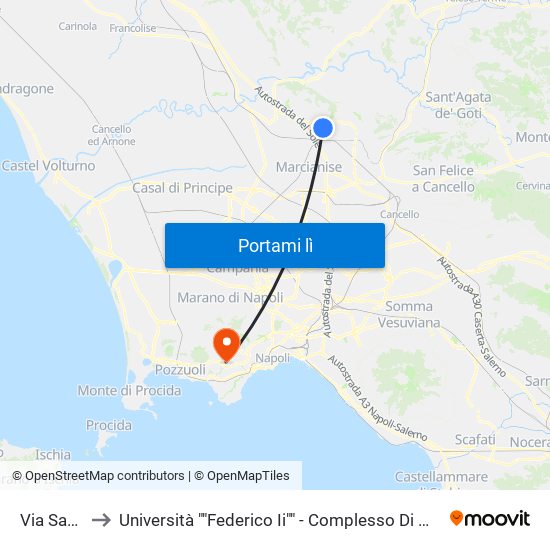 Via Santoro to Università ""Federico Ii"" - Complesso Di Monte Sant'Angelo map