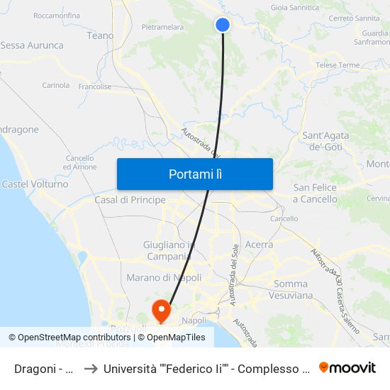 Dragoni - Rotonda to Università ""Federico Ii"" - Complesso Di Monte Sant'Angelo map