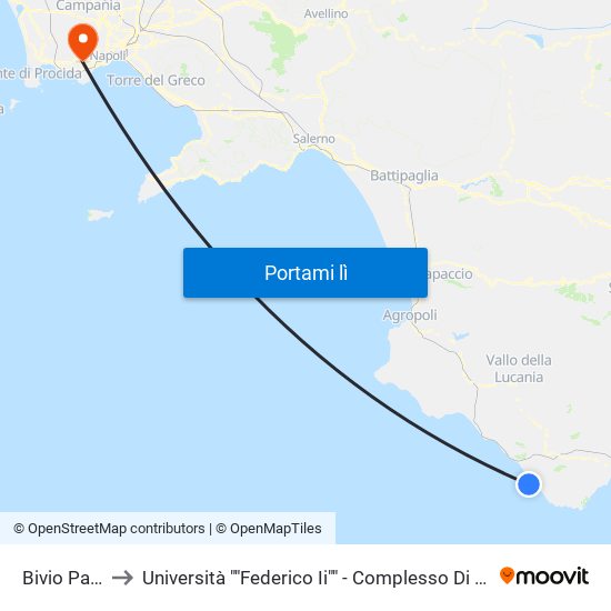 Bivio Palinuro to Università ""Federico Ii"" - Complesso Di Monte Sant'Angelo map