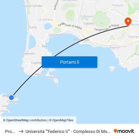 Procida to Università ""Federico Ii"" - Complesso Di Monte Sant'Angelo map