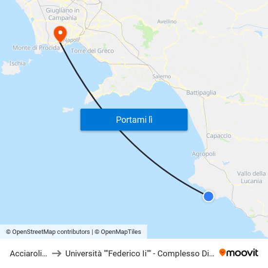 Acciaroli Porto to Università ""Federico Ii"" - Complesso Di Monte Sant'Angelo map