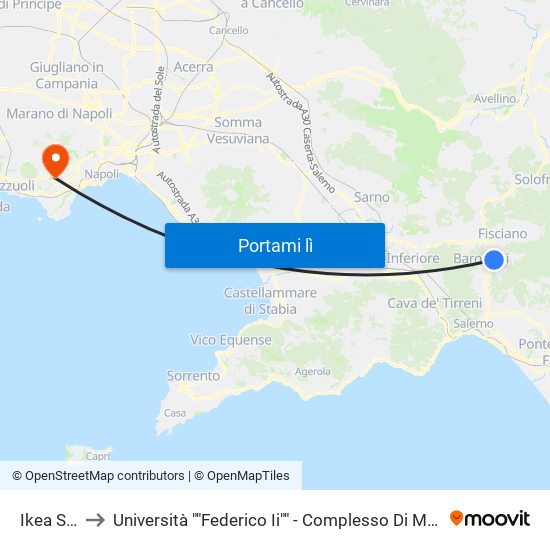 Ikea Store to Università ""Federico Ii"" - Complesso Di Monte Sant'Angelo map