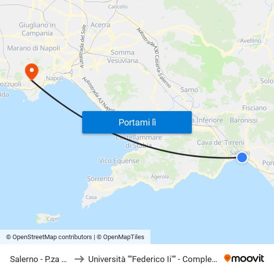 Salerno - P.za XXIV Maggio to Università ""Federico Ii"" - Complesso Di Monte Sant'Angelo map
