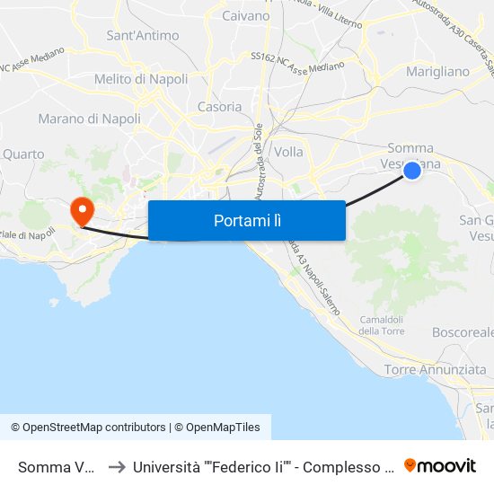 Somma Vesuviana to Università ""Federico Ii"" - Complesso Di Monte Sant'Angelo map