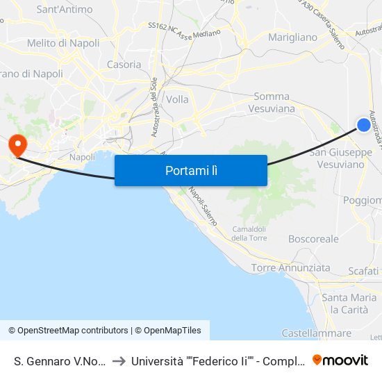 S. Gennaro V.No - Via Nola, 109 to Università ""Federico Ii"" - Complesso Di Monte Sant'Angelo map