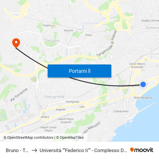 Bruno - Torretta to Università ""Federico Ii"" - Complesso Di Monte Sant'Angelo map