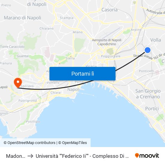 Madonnelle to Università ""Federico Ii"" - Complesso Di Monte Sant'Angelo map