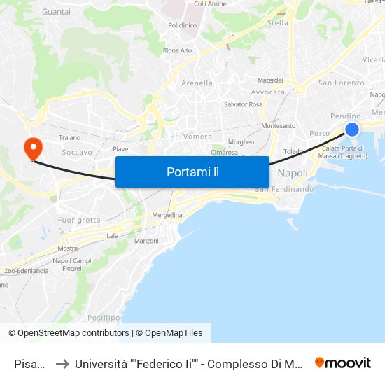 Pisacane to Università ""Federico Ii"" - Complesso Di Monte Sant'Angelo map