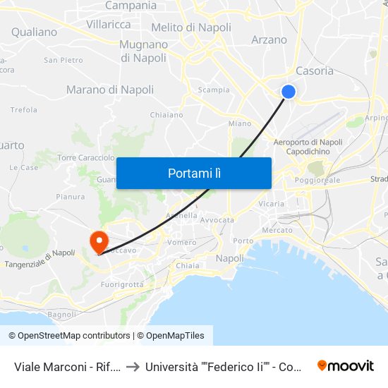 Viale Marconi - Rif. Civico N° 147/151 to Università ""Federico Ii"" - Complesso Di Monte Sant'Angelo map