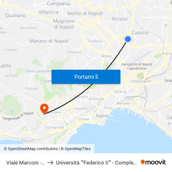Viale Marconi - Rif. Ina Casa to Università ""Federico Ii"" - Complesso Di Monte Sant'Angelo map