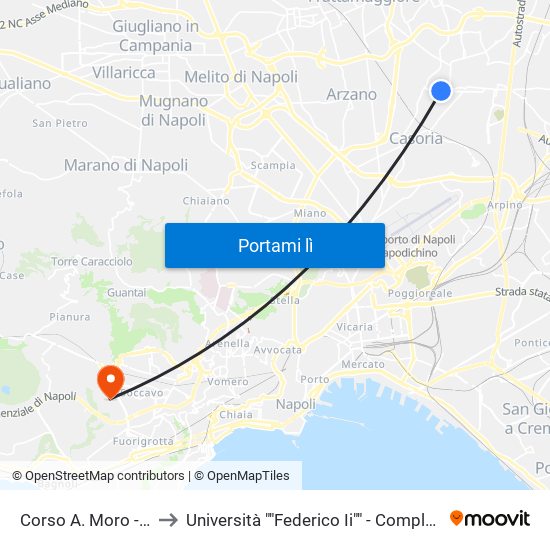 Corso A. Moro - Rif. Terminale to Università ""Federico Ii"" - Complesso Di Monte Sant'Angelo map