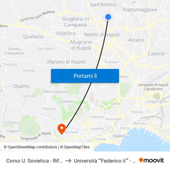 Corso U. Sovietica - Rif. Di Fronte Strada Via Romania to Università ""Federico Ii"" - Complesso Di Monte Sant'Angelo map