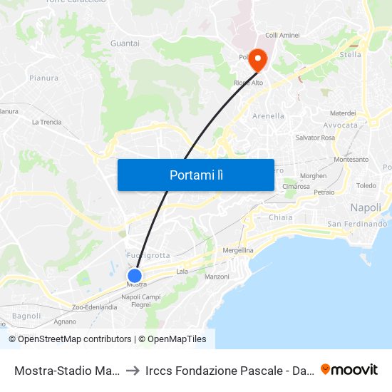 Mostra-Stadio Maradona to Irccs Fondazione Pascale - Day Hospital map