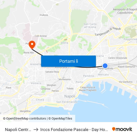 Napoli Centrale to Irccs Fondazione Pascale - Day Hospital map