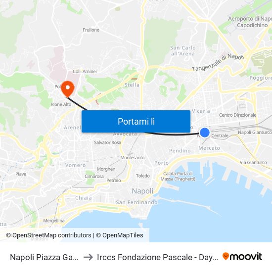 Napoli Piazza Garibaldi to Irccs Fondazione Pascale - Day Hospital map