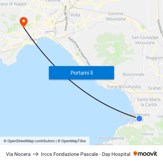 Via Nocera to Irccs Fondazione Pascale - Day Hospital map