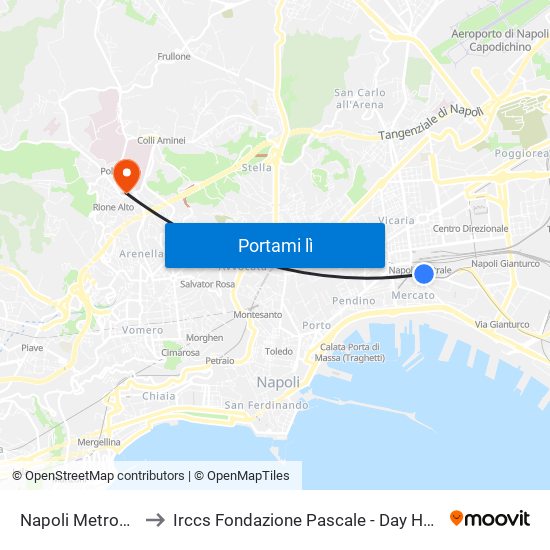 Napoli Metropark to Irccs Fondazione Pascale - Day Hospital map