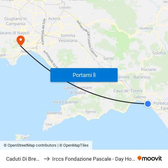 Caduti Di Brescia to Irccs Fondazione Pascale - Day Hospital map