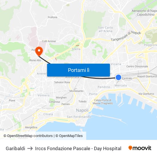 Garibaldi to Irccs Fondazione Pascale - Day Hospital map