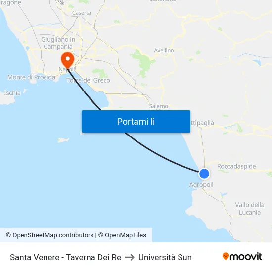Santa Venere - Taverna Dei Re to Università Sun map