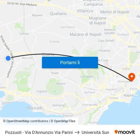 Pozzuoli  - Via D'Annunzio Via Parini to Università Sun map
