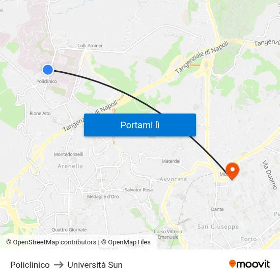 Policlinico to Università Sun map