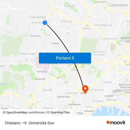 Chiaiano to Università Sun map