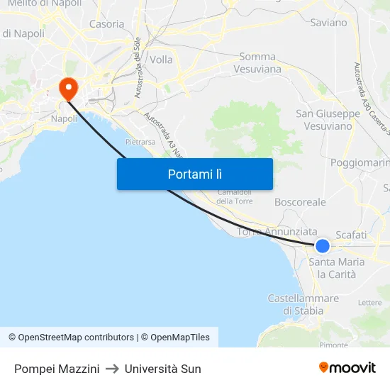 Pompei Mazzini to Università Sun map