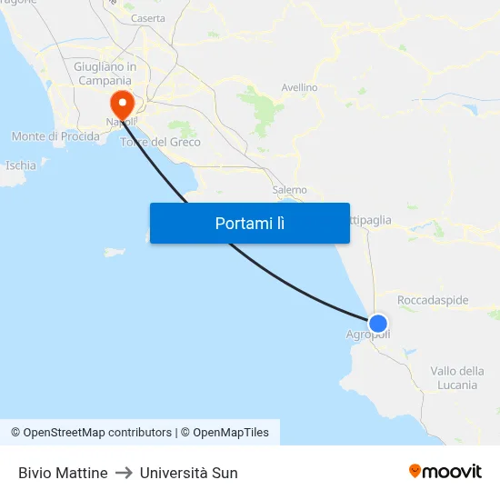 Bivio Mattine to Università Sun map