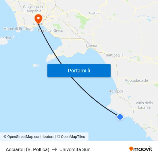 Acciaroli (B. Pollica) to Università Sun map