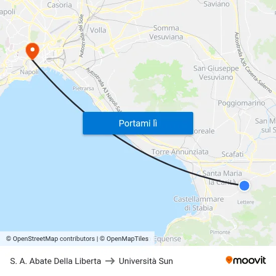 S. A. Abate Della Liberta to Università Sun map