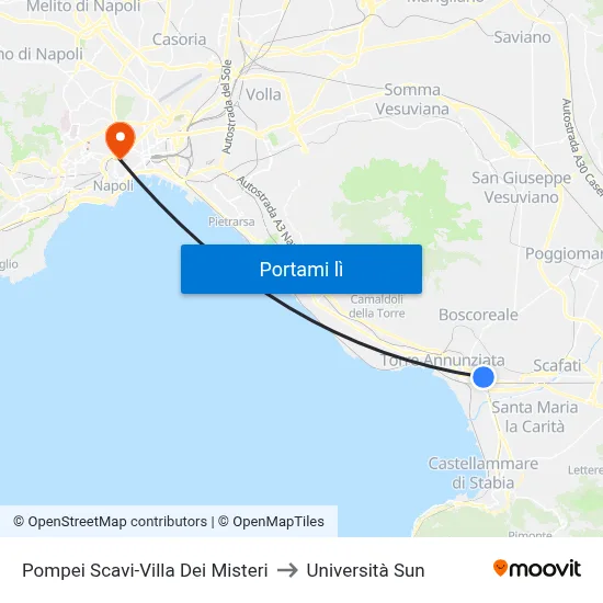 Pompei Scavi-Villa Dei Misteri to Università Sun map