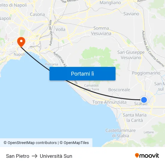 San Pietro to Università Sun map