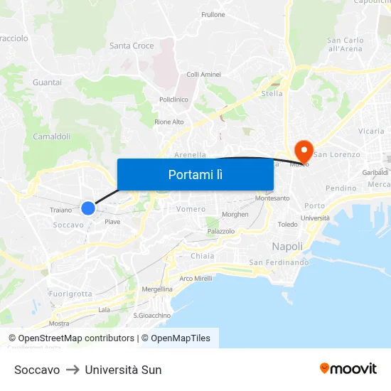 Soccavo to Università Sun map