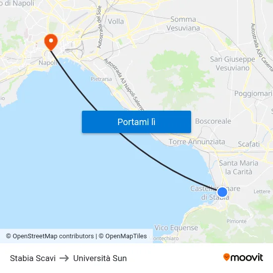 Stabia Scavi to Università Sun map