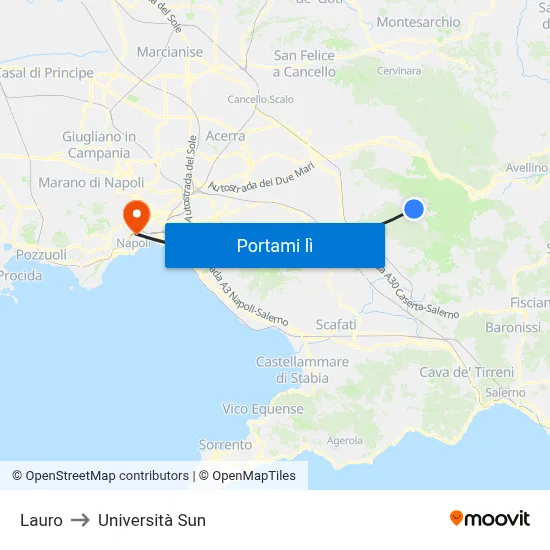 Lauro to Università Sun map