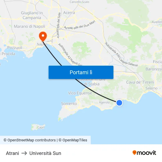 Atrani to Università Sun map