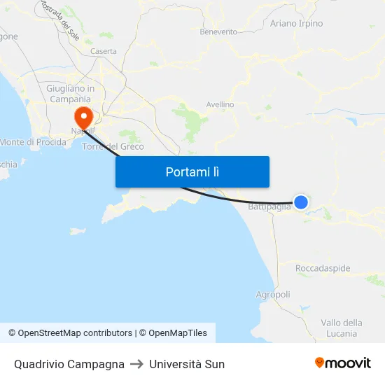Quadrivio Campagna to Università Sun map