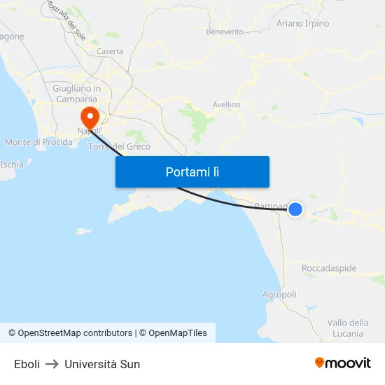 Eboli to Università Sun map