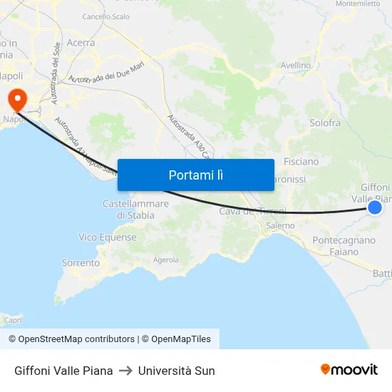 Giffoni Valle Piana to Università Sun map
