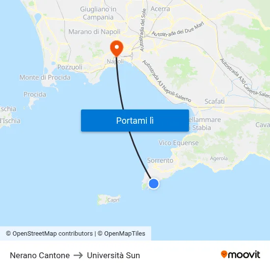 Nerano Cantone to Università Sun map