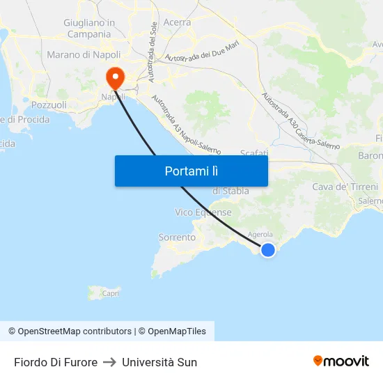 Fiordo Di Furore to Università Sun map