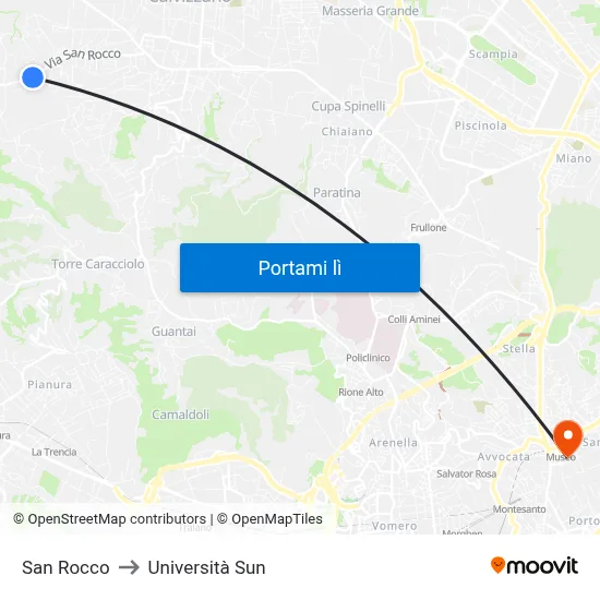 San Rocco to Università Sun map