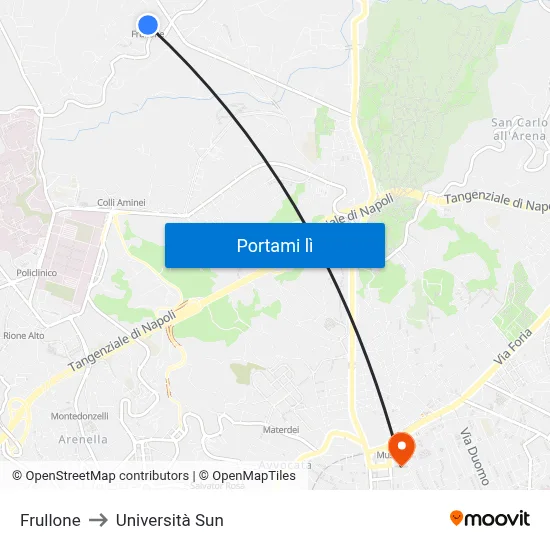 Frullone to Università Sun map
